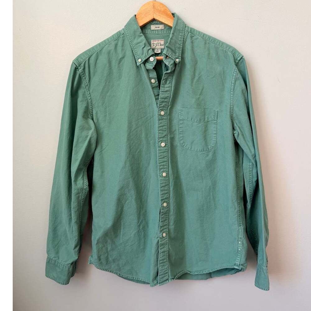 J.Crew American Pima Cotton Slim Fit Oxford Button Down Shirt Green Men's L